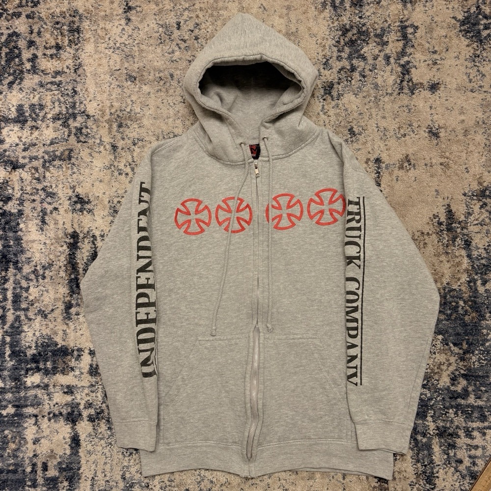Vintage Y2K Independent Trucks Hoodie Zip Up Sleeve Hits Skater Size Small